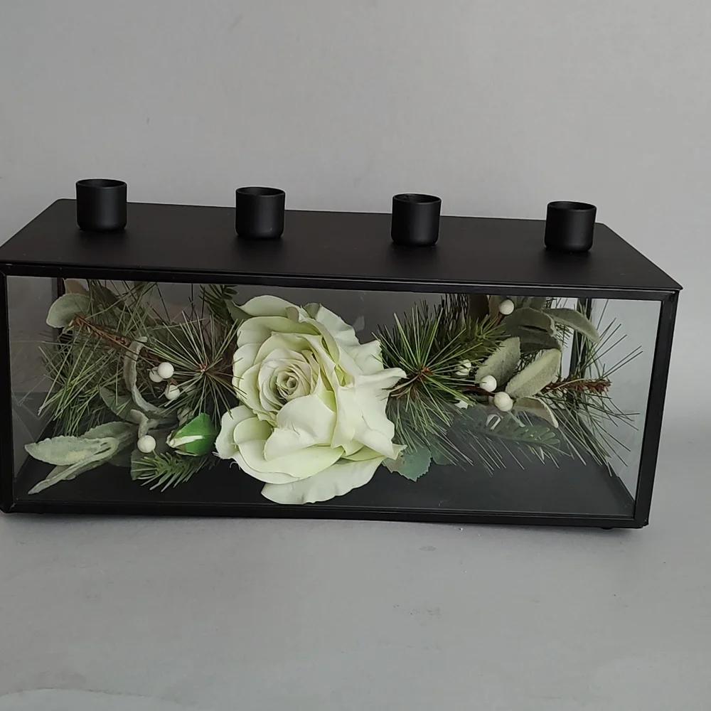 Hearth and hand with magnolia rectangle taper holder metal black  decorative